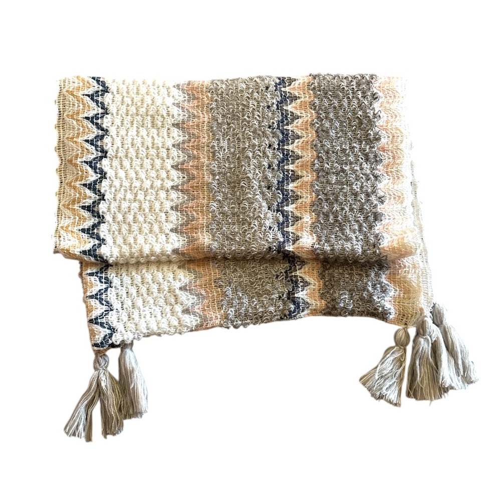 Chevron Knit Tassel Wrap Shawl Boho Blanket Scarf One Size - Picture 4 of 8